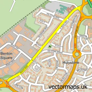 Street map sample of Holystone, Tyne & Wear