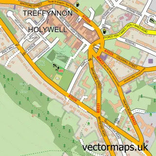 Street map sample of Holywell, Clwyd