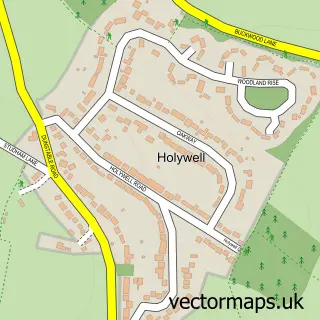 Street map sample of Holywell, Bedfordshire
