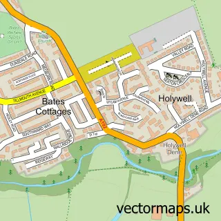Street map sample of Holywell, Northumberland