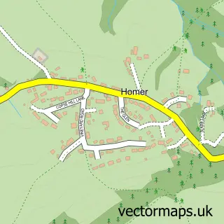 Street map sample of Homer, Shropshire