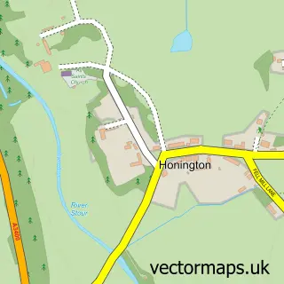Street map sample of Honington, Warwickshire