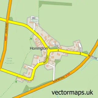 Street map sample of Honington, Lincolnshire