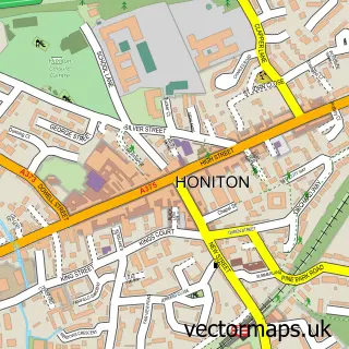 Street map sample of Honiton, Devon