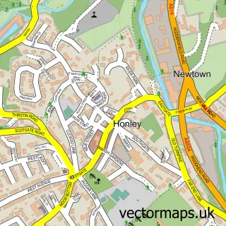 Street map sample of Honley, West Yorkshire