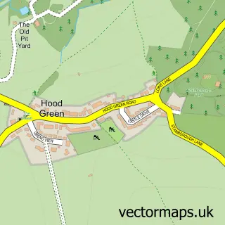 Street map sample of Hood Green, South Yorkshire