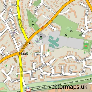 Street map sample of Hook, Hampshire
