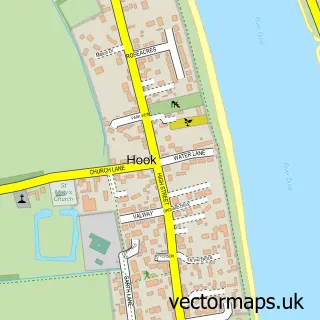 Street map sample of Hook, East Riding of Yorkshire
