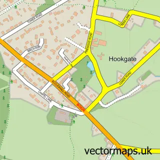 Street map sample of Hookgate, Staffordshire