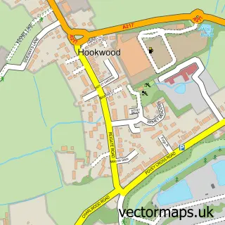 Street map sample of Hookwood, Surrey