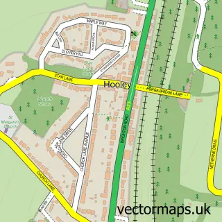 Street map sample of Hooley, Surrey