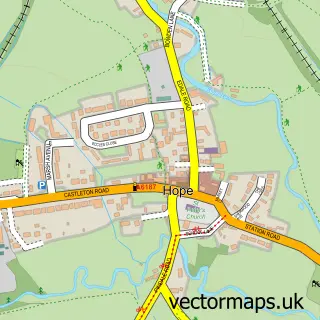 Street map sample of Hope, Derbyshire