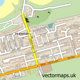 Street map sample of Hopeman, Moray