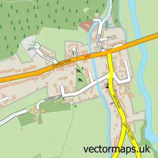 Street map sample of Hopwas, Staffordshire