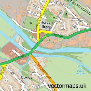 Street map sample of Horbury Bridge, West Yorkshire