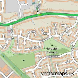 Street map sample of Horeston Grange, Warwickshire