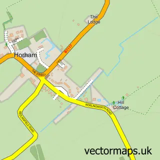 Street map sample of Horham, Suffolk
