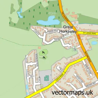 Street map sample of Horkesley Heath, Essex