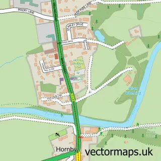 Street map sample of Hornby, Lancashire