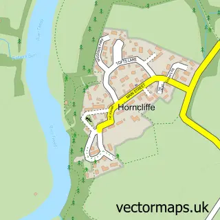Street map sample of Horncliffe, Northumberland