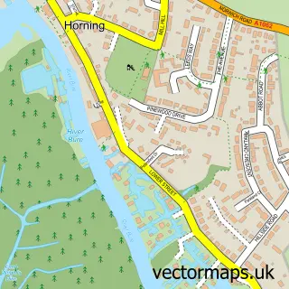 Street map sample of Horning, Norfolk