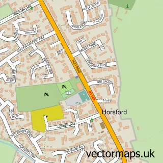 Street map sample of Horsford, Norfolk
