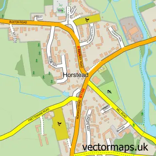 Street map sample of Horstead, Norfolk