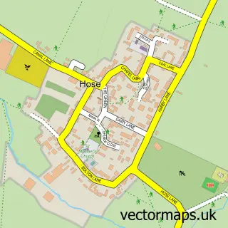 Street map sample of Hose, Leicestershire