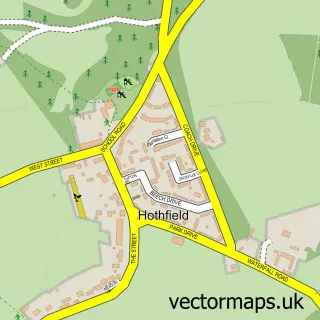Street map sample of Hothfield, Kent