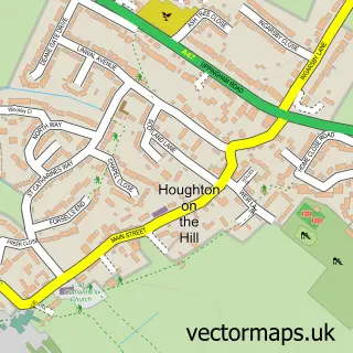 Street map sample of Houghton on the Hill, Leicestershire