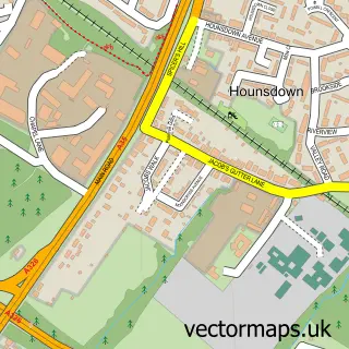 Street map sample of Hounsdown, Hampshire