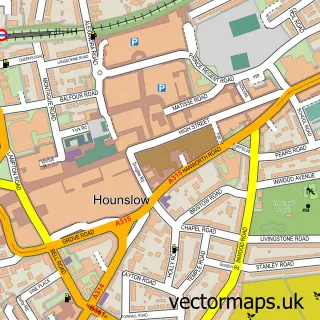 Street map sample of Hounslow, Greater London