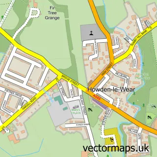 Street map sample of Howden le Wear, Durham