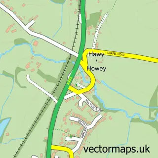Street map sample of Howey, Powys