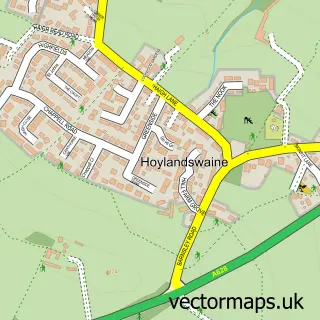 Street map sample of Hoylandswaine, South Yorkshire