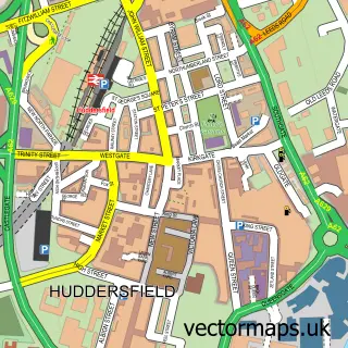 Street map sample of Huddersfield, West Yorkshire