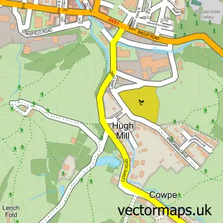 Street map sample of Hugh Mill, Lancashire