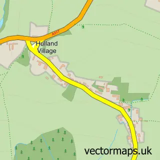 Street map sample of Hulland, Derbyshire