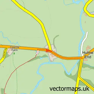 Street map sample of Hulme End, Staffordshire