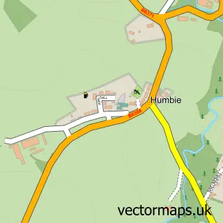 Street map sample of Humbie, East Lothian