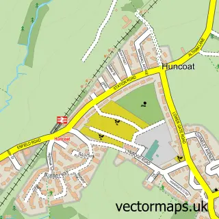 Street map sample of Huncoat, Lancashire