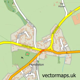 Street map sample of Hundleton, Dyfed
