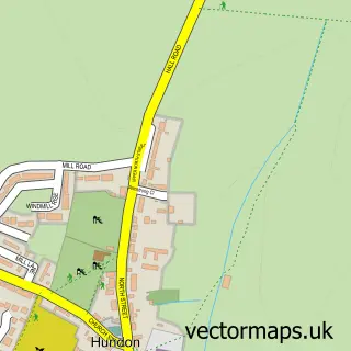 Street map sample of Hundon, Suffolk