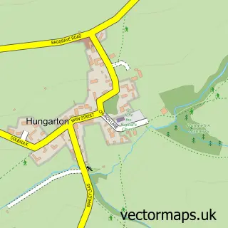 Street map sample of Hungarton, Leicestershire