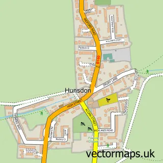 Street map sample of Hunsdon, Hertfordshire