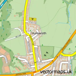 Street map sample of Hunsworth, West Yorkshire
