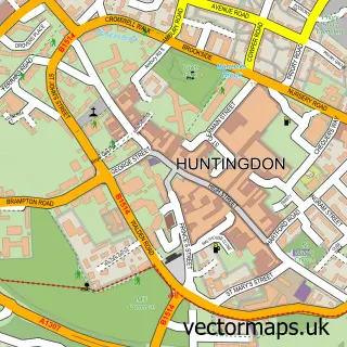 Street map sample of Huntingdon, Cambridgeshire