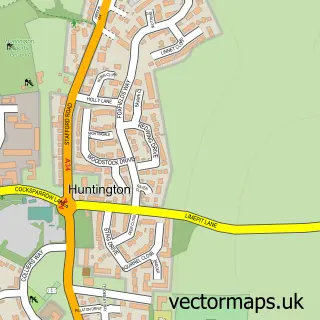 Street map sample of Huntington, Staffordshire
