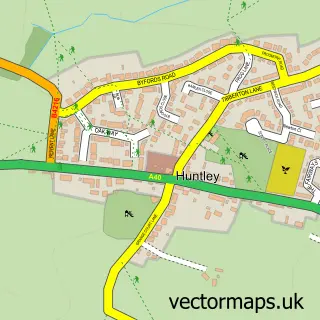 Street map sample of Huntley, Gloucestershire