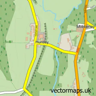 Street map sample of Huntley, Staffordshire